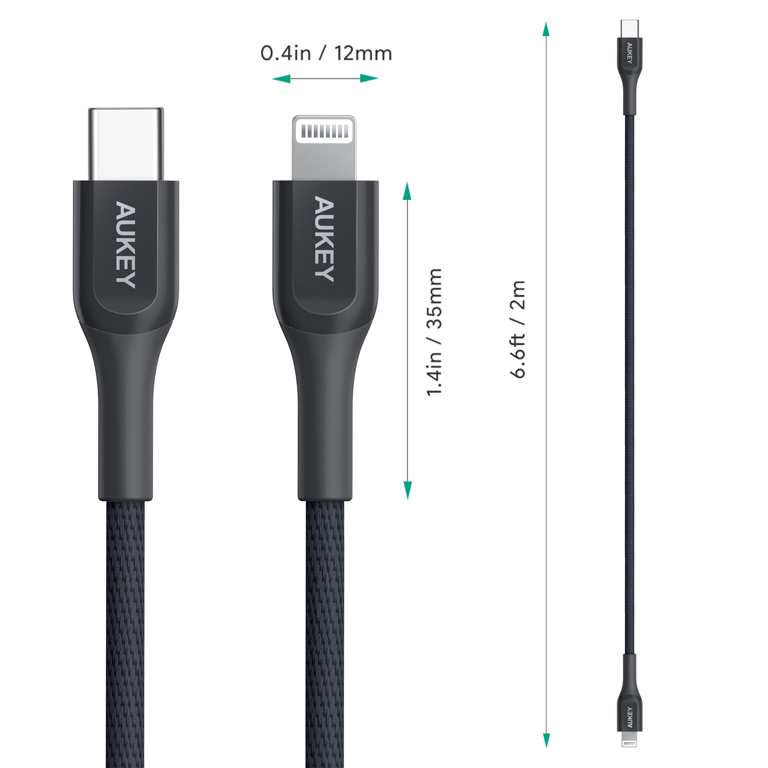 Foto 6 pulgar | Cargador 20w Para Iphone 11 12 13 14 Aukey con Cable de 2 m