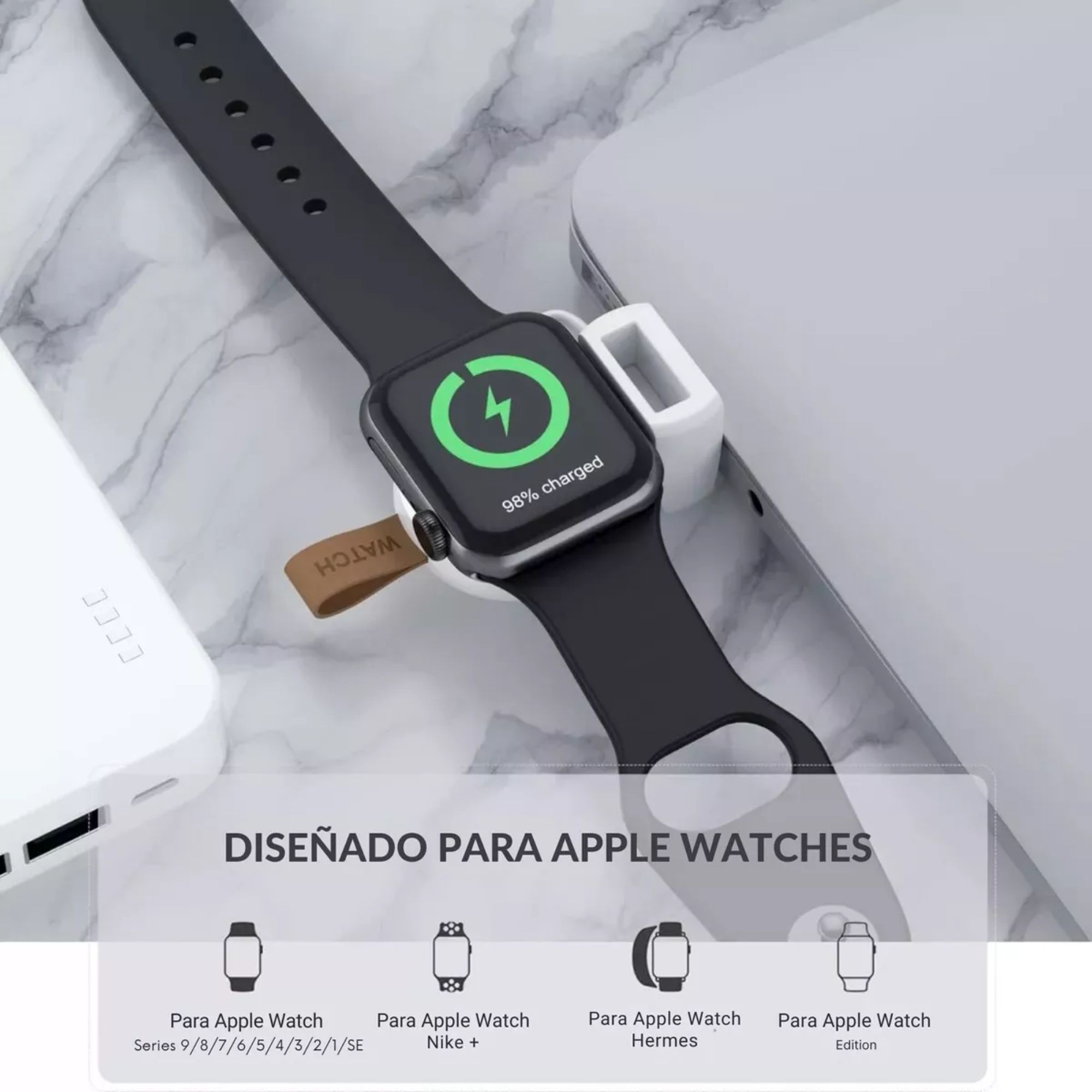 Foto 3 pulgar | Cargador Portátil Magnético Carga Rápida Para Apple Watch Color Blanco