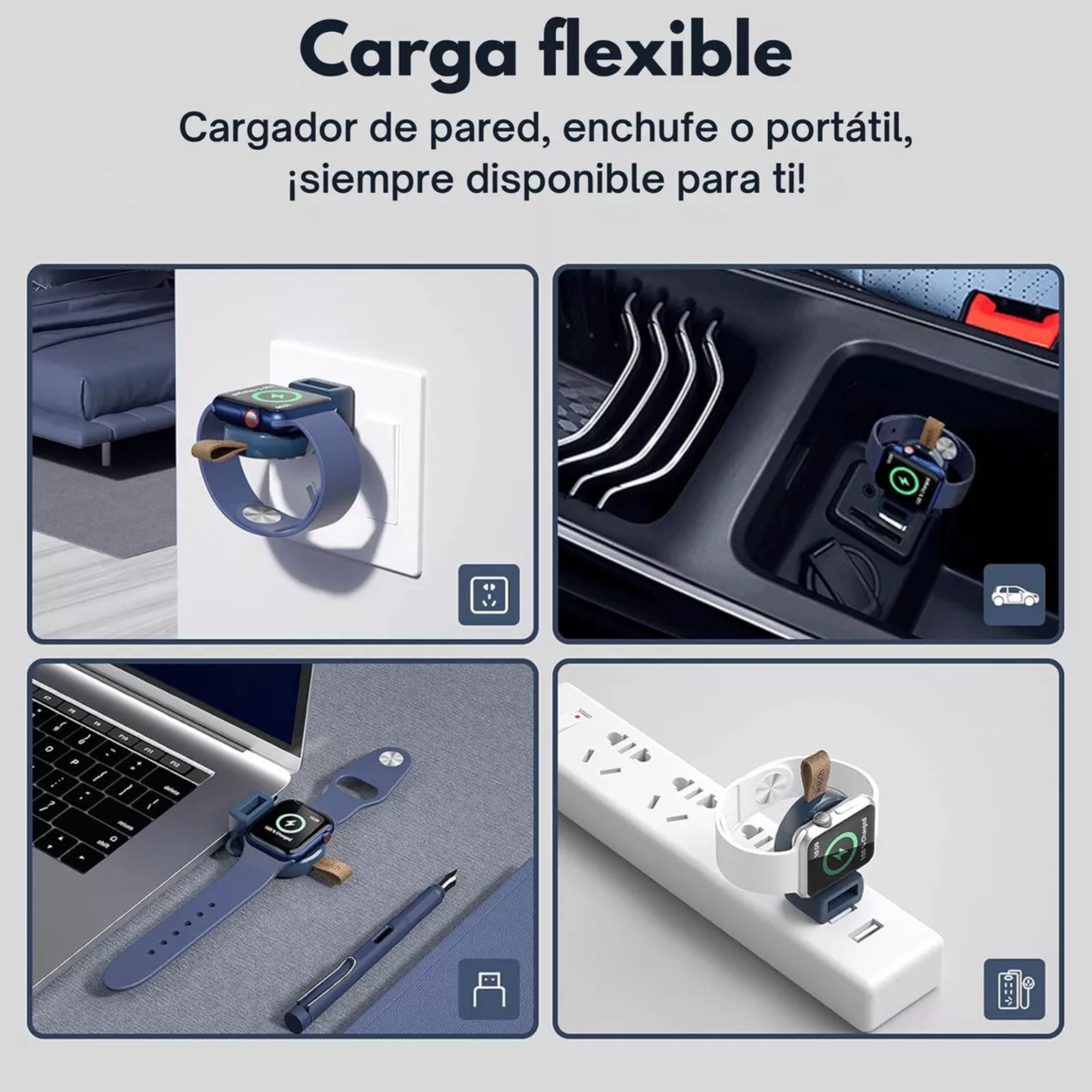 Foto 3 pulgar | Cargador Portátil Magnético Carga Rápida Para Apple Watch Color Azul