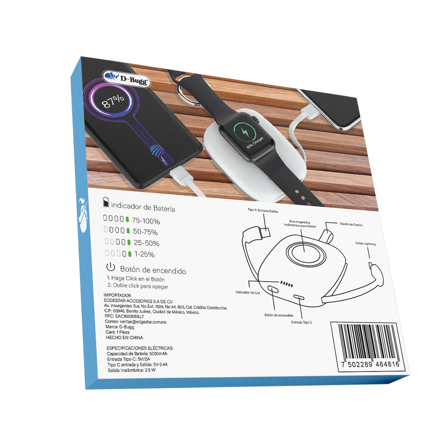 Foto 7 pulgar | Cargador Inalámbrico Para Iwatch Con Cable Tipo C Y Lightning