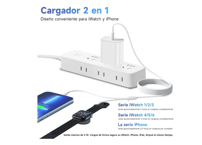 Foto 2 | Xtellar Combo Cargador Apple Watch Y Cable De Carga Rápida Iphone 2m