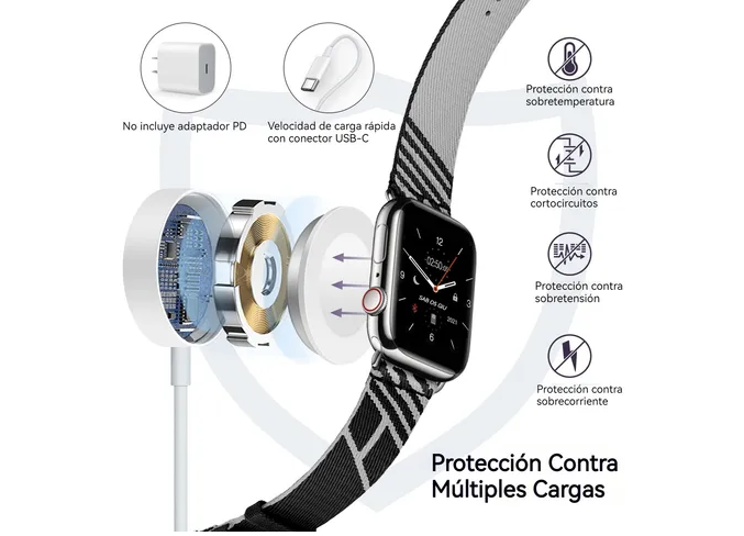 Foto 4 pulgar | Xtellar Cargador Magnético Ultra Rápido Premium Para Apple Watch Series - Tipo C