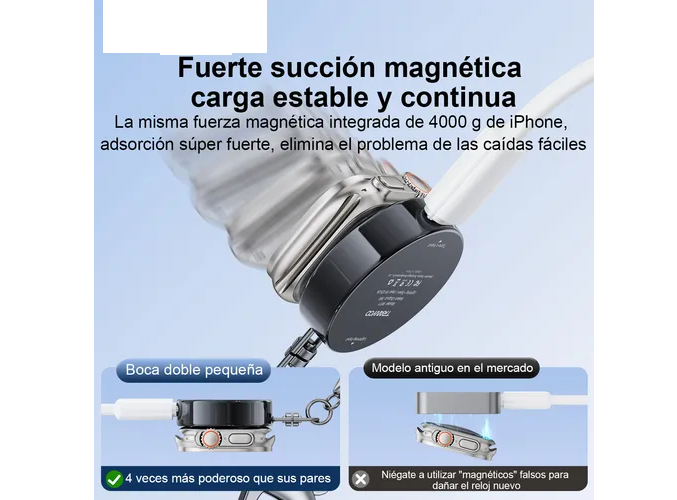 Foto 5 pulgar | Cargador Magnético Premium Xtellar  De Carga Rápida Lightning + Tipo C Para Apple Watch