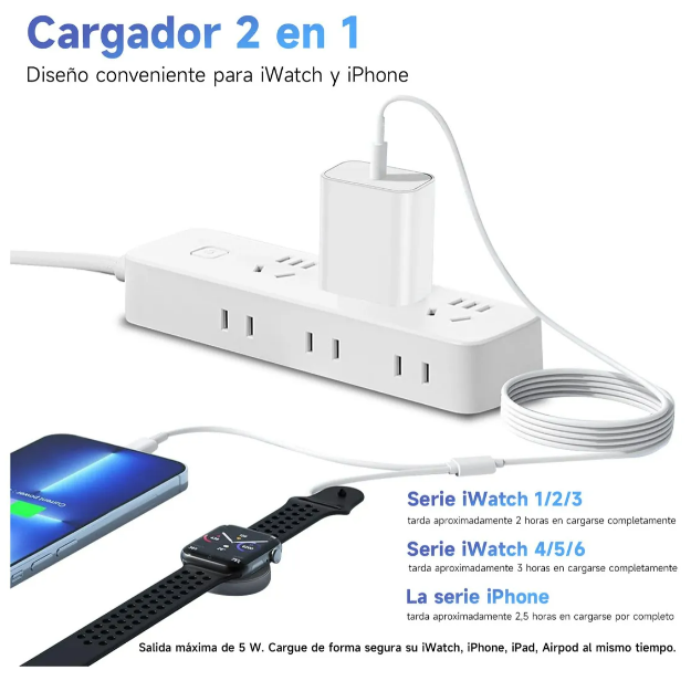 Foto 3 pulgar | Kit Cargador Xtellar Para Apple Watch Y Iphone 2m De Alta Velocidad