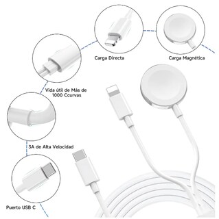 Foto 3 | Kit Cargador Xtellar Para Apple Watch Y Iphone 2m De Alta Velocidad