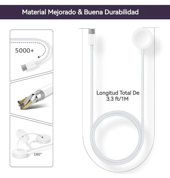 Foto 5 pulgar | Cargador Magnético Xtellar Tipo-c Para Apple Watch - Carga Rápida Y Universal