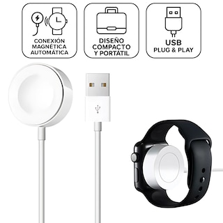 Foto 1 | Cargador Magnético USB para Smartwatch con Cable 1 Metro – Portátil y Compatible con Relojes Inteligentes con Bas