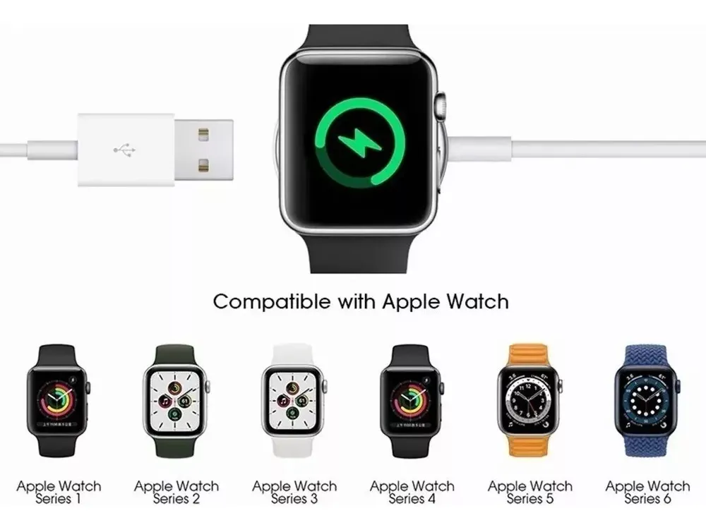 Foto 6 pulgar | Cargador Magnético USB para Smartwatch con Cable 1 Metro – Portátil y Compatible con Relojes Inteligentes con Bas