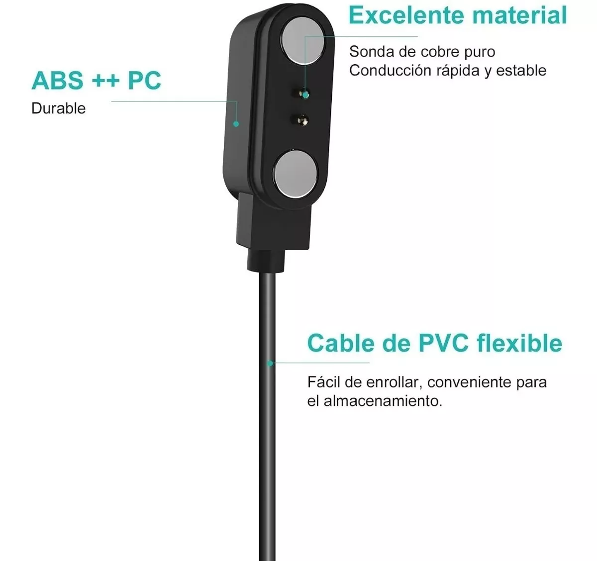 Foto 7 pulgar | Cable Cargador Dock USB para Smartwatch y Smartband P22 – Base de Carga Magnética Portátil con Cable 1 m
