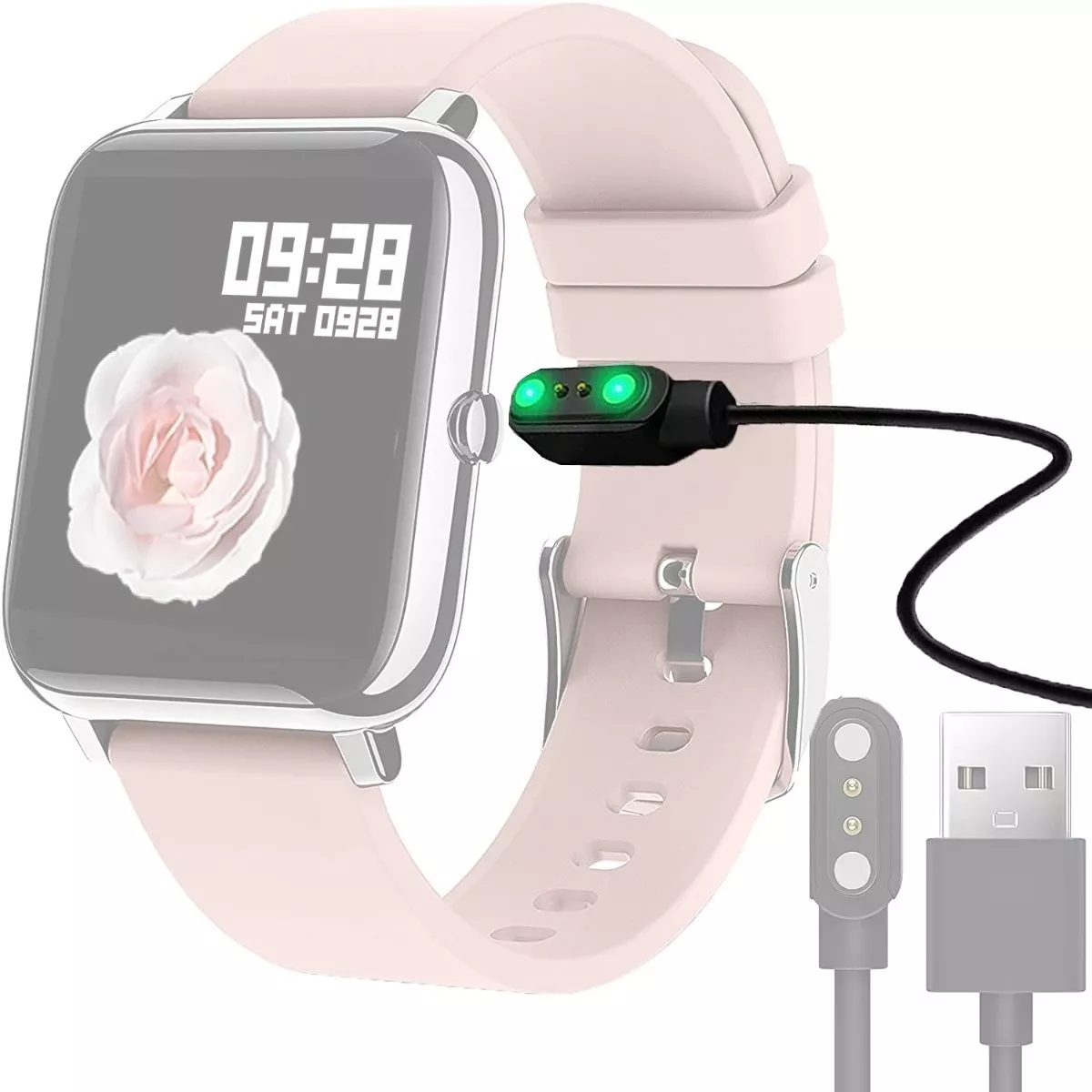 Foto 8 pulgar | Cable Cargador Dock USB para Smartwatch y Smartband P22 – Base de Carga Magnética Portátil con Cable 1 m
