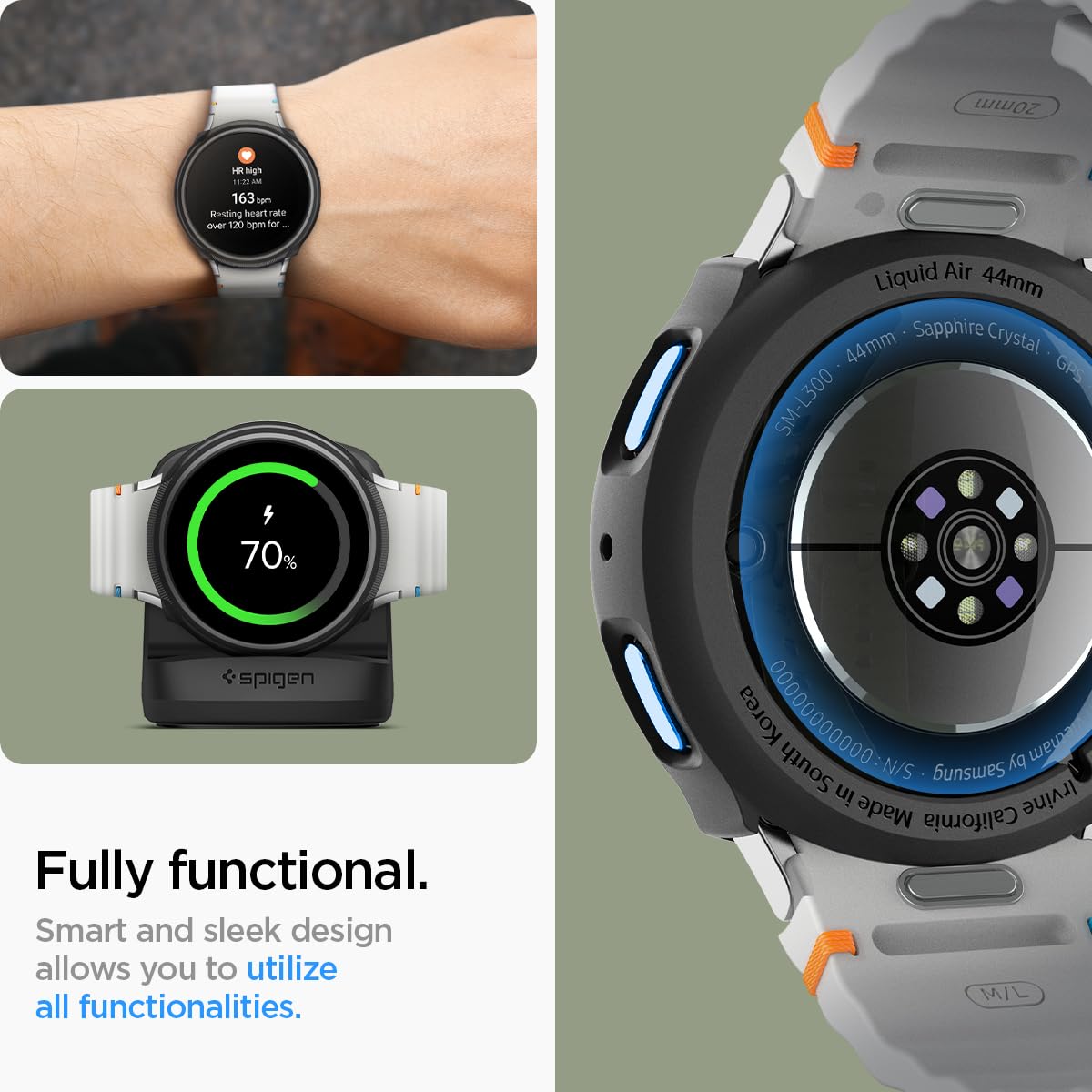 Foto 6 pulgar | Funda Spigen Liquid Air Para Samsung Galaxy Watch 7 De 44 Mm - Venta Internacional.