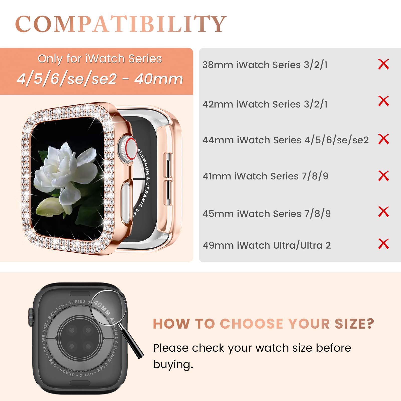 Foto 2 | Funda De Reloj Goton Bling Bumper Apple Watch Series 6/5/4/se De 40 Mm - Venta Internacional.