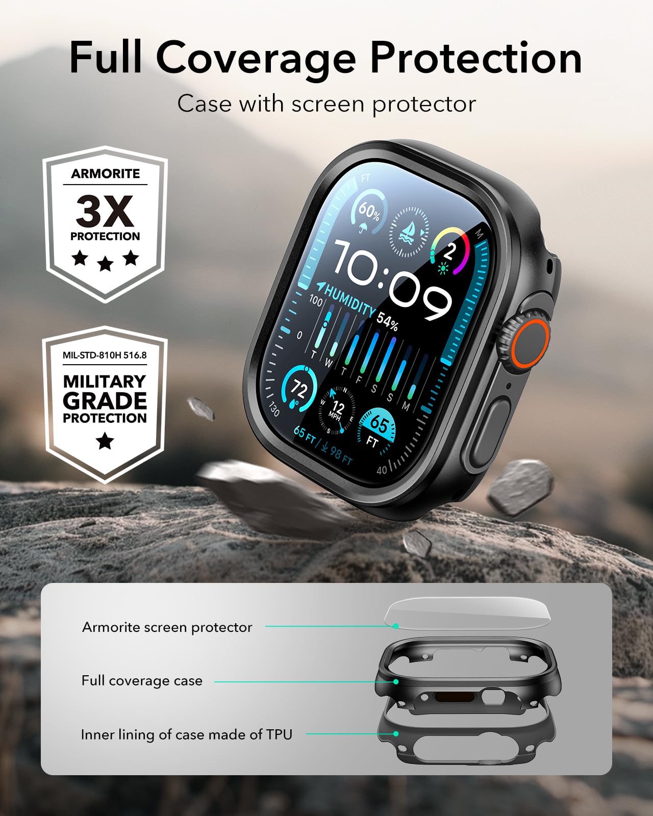 Foto 4 | Funda Con Protector De Pantalla Esr Para Apple Watch Ultra 2/1 De 49 Mm - Venta Internacional.