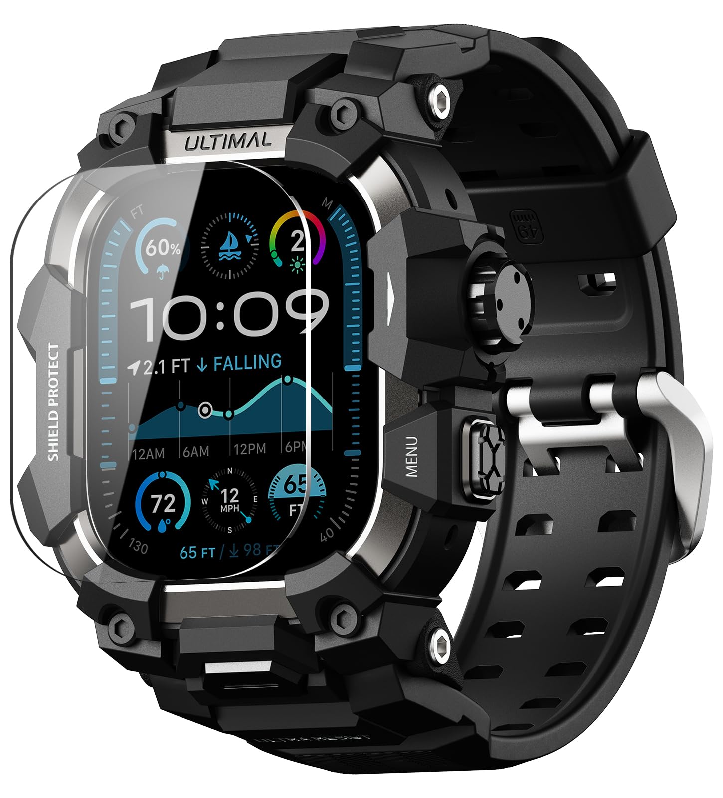 Foto 1 | Protector de Pantalla Ultimal para Apple Watch 49 mm con Correa Táctica - Venta Internacional