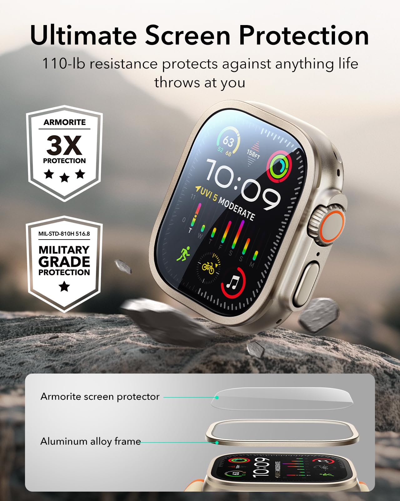 Foto 6 pulgar | Protector De Pantalla Esr Armorite Para Apple Watch Ultra 2/1 49 Mm - Venta Internacional.