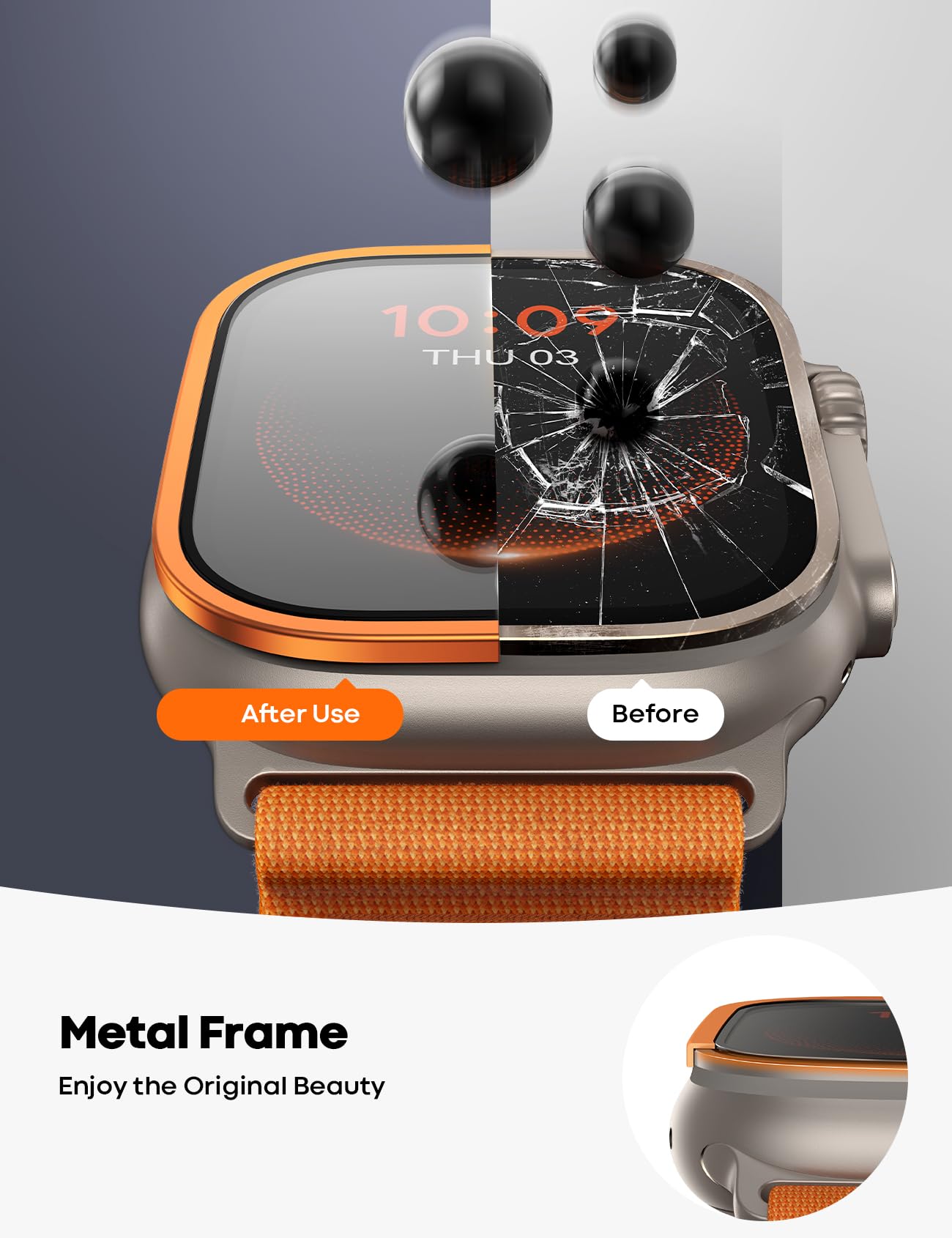 Foto 5 pulgar | Protector De Pantalla Y Funda Protectora Lamicall Para Apple Watch Ultra 2 - Venta Internacional.