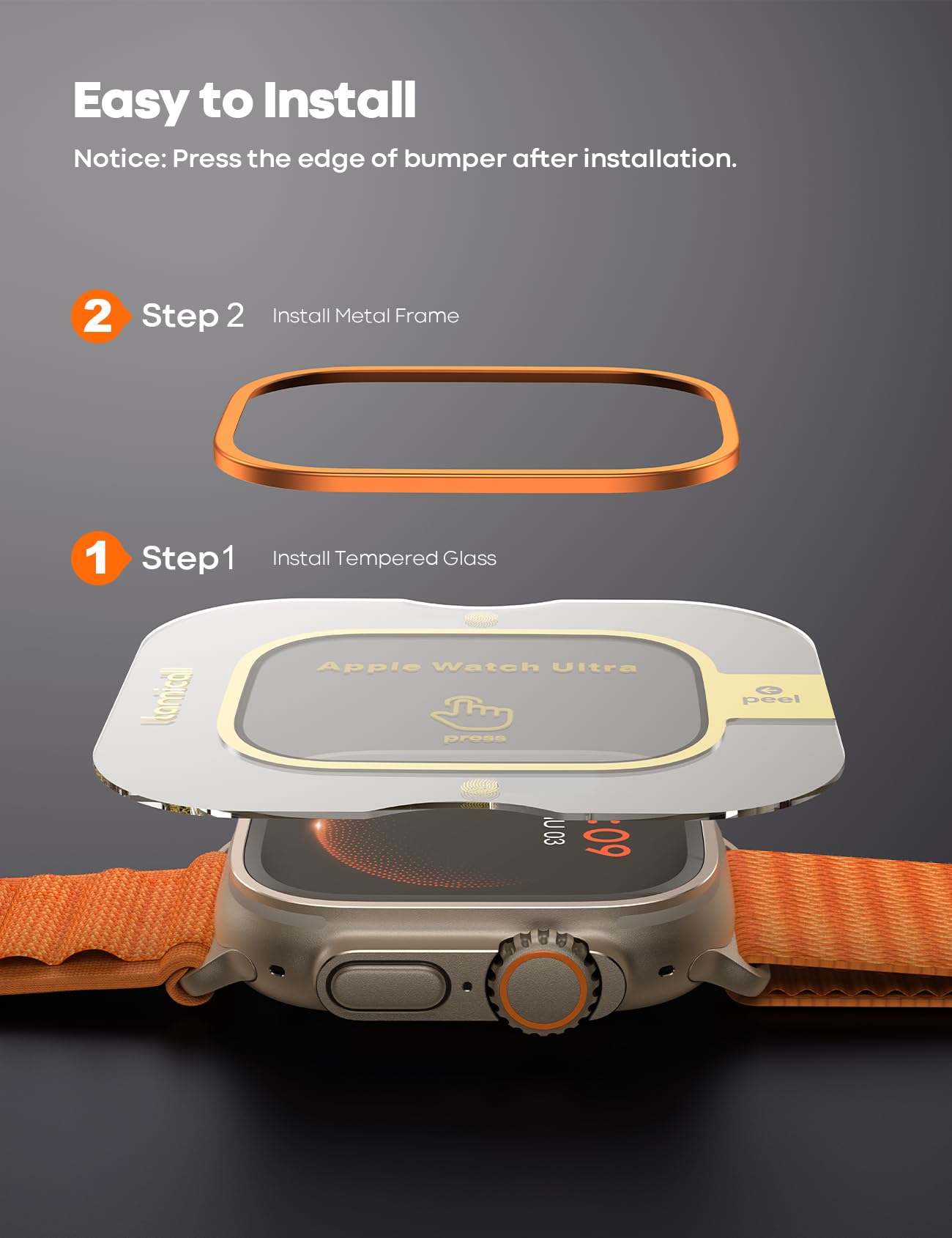 Foto 6 pulgar | Protector De Pantalla Y Funda Protectora Lamicall Para Apple Watch Ultra 2 - Venta Internacional.