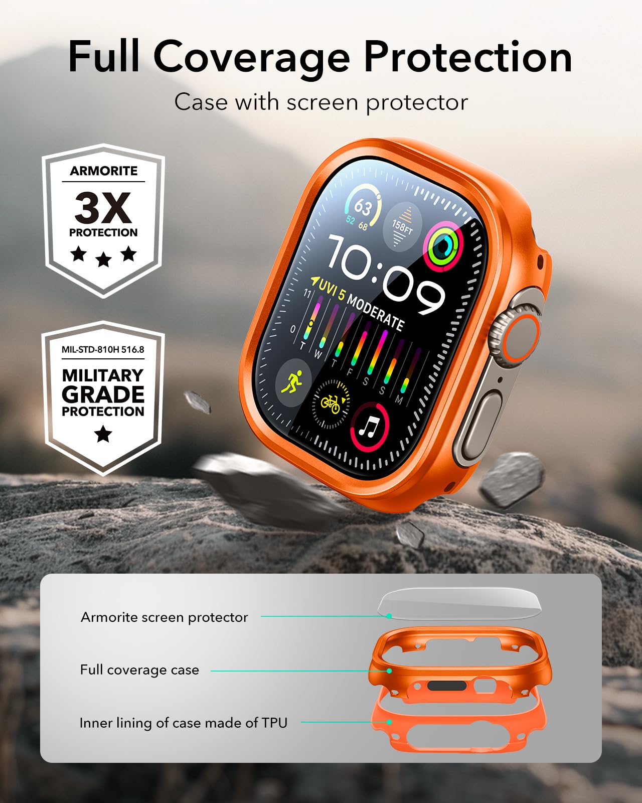 Foto 5 pulgar | Funda Con Protector De Pantalla Esr Para Apple Watch Ultra 2/1 De 49 Mm - Venta Internacional.