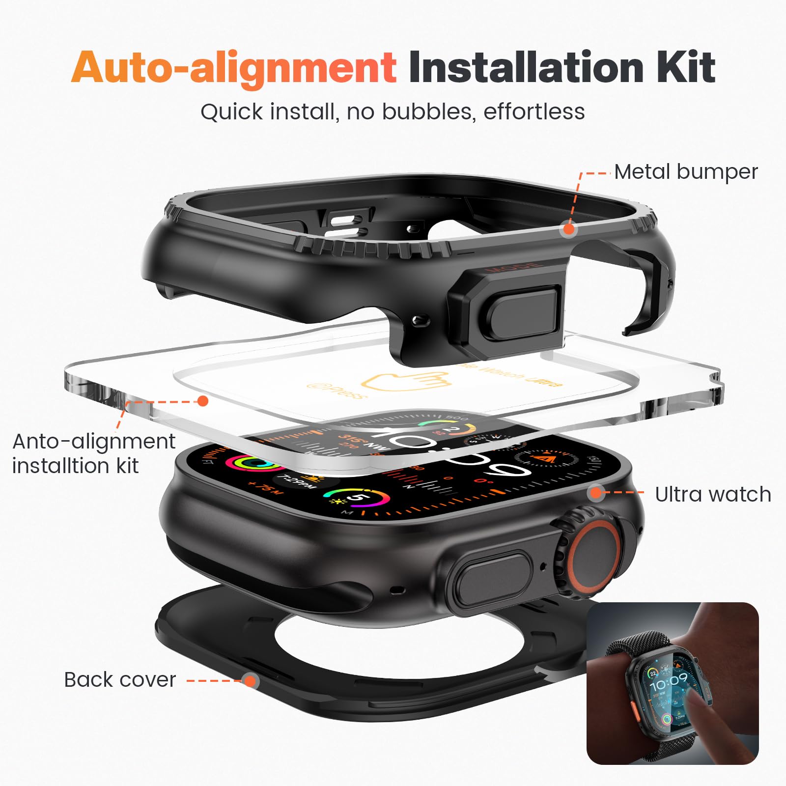 Foto 5 pulgar | Funda Con Protector De Pantalla Goton Metal Para Apple Watch Ultra 2 De 49 Mm - Venta Internacional.