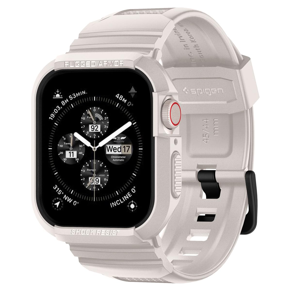 Funda Con Correa Para Apple Watch Spigen Rugged Armor Pro Dune De 45 Mm/44 Mm, Color Beige - Venta Internacional.