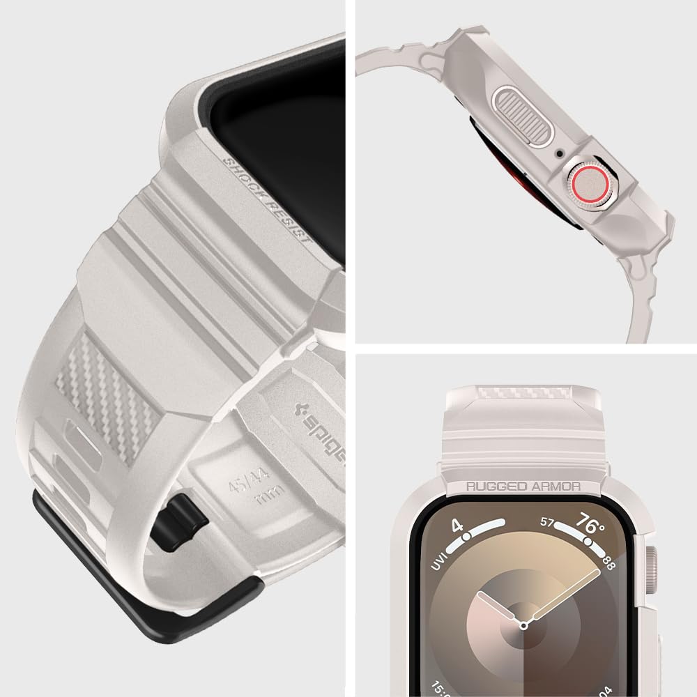 Foto 5 pulgar | Funda Con Correa Para Apple Watch Spigen Rugged Armor Pro Dune De 45 Mm/44 Mm, Color Beige - Venta Internacional.