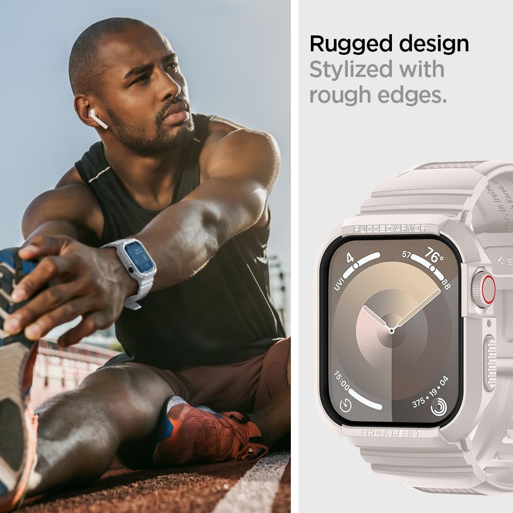 Foto 6 pulgar | Funda Con Correa Para Apple Watch Spigen Rugged Armor Pro Dune De 45 Mm/44 Mm, Color Beige - Venta Internacional.