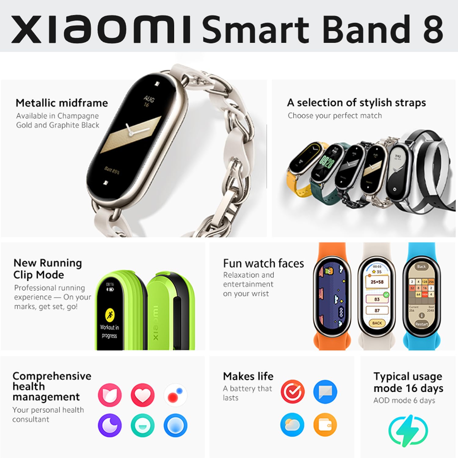 Foto 3 pulgar | Pulsera Inteligente Xiaomi Mi Band 8 con Pantalla Amoled 1,62'' Negra - Venta Internacional