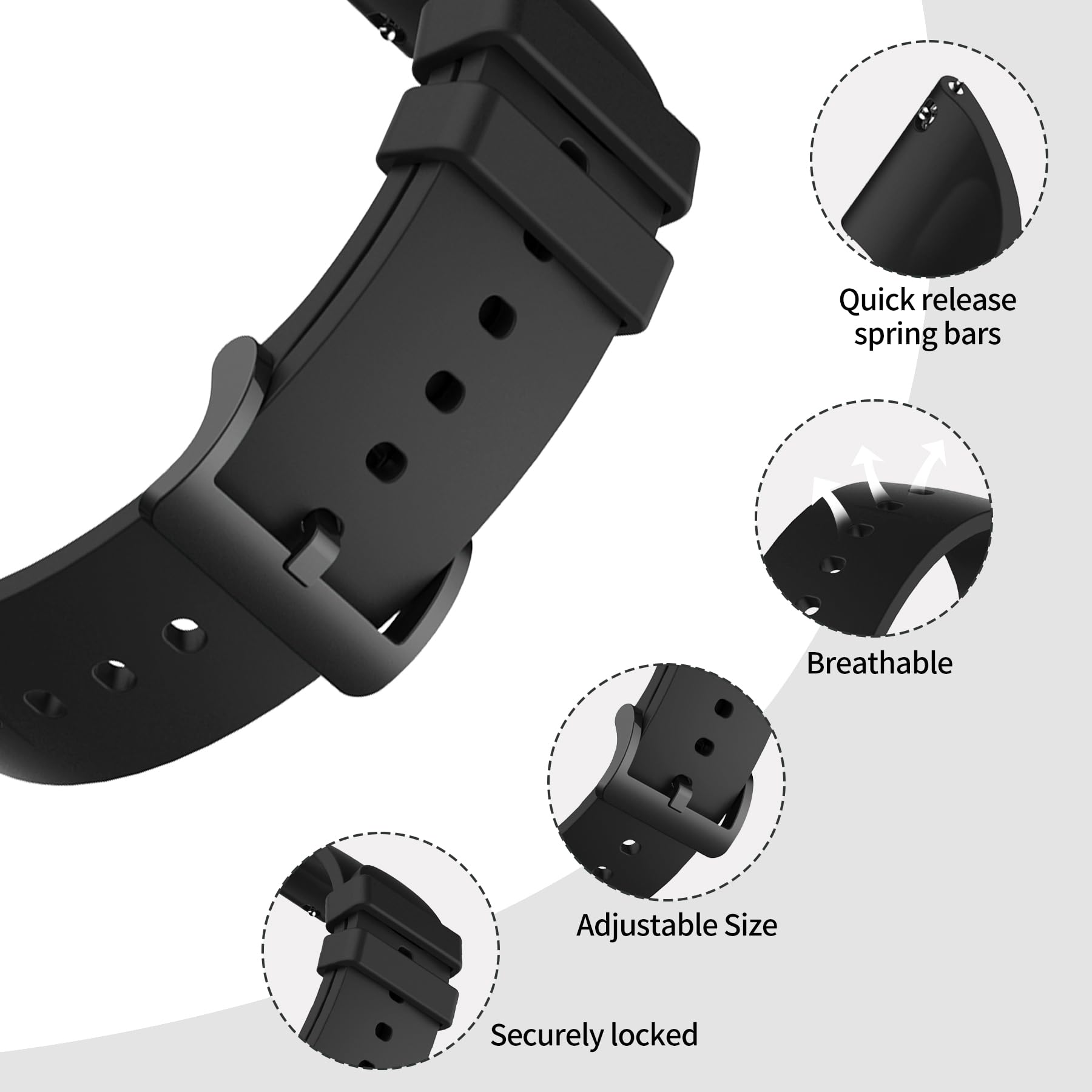 Foto 4 pulgar | Correas de Reloj Chofit Silicone 20 mm para Amazfit Gts Gts2 Gts 3 - Venta Internacional