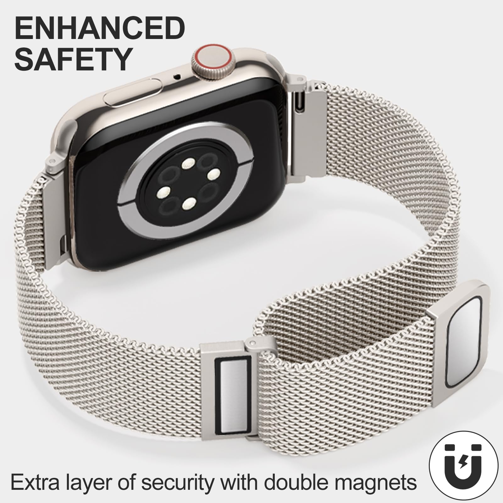 Foto 3 | Correa De Reloj Easuny Magnetic Solo Loop De Acero Inoxidable De 44 Mm - Venta Internacional.