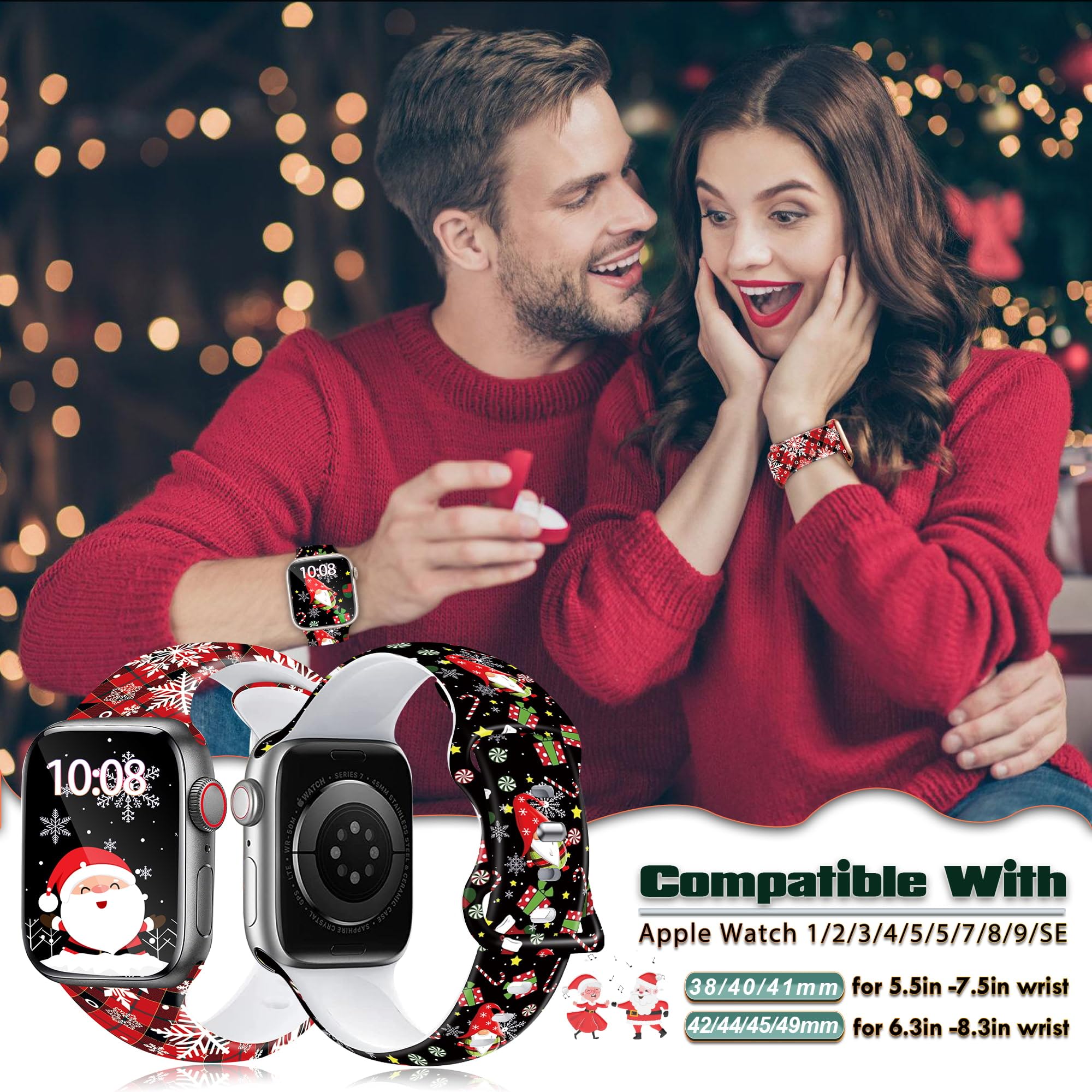 Foto 6 pulgar | Correa De Reloj Mylooverleo Christmas De Silicona Para Apple Watch, 38-49 Mm - Venta Internacional.