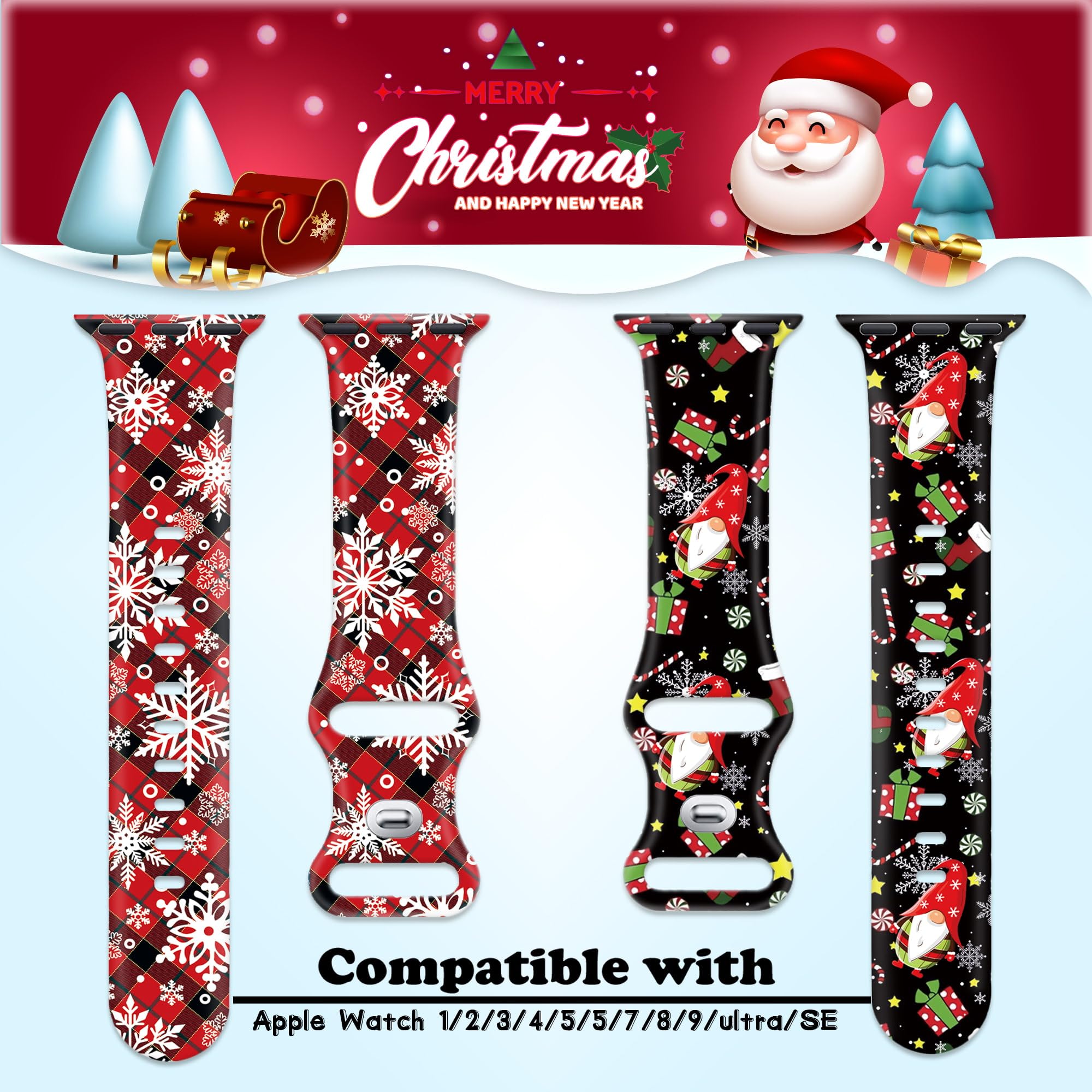 Foto 7 pulgar | Correa De Reloj Mylooverleo Christmas De Silicona Para Apple Watch, 38-49 Mm - Venta Internacional.