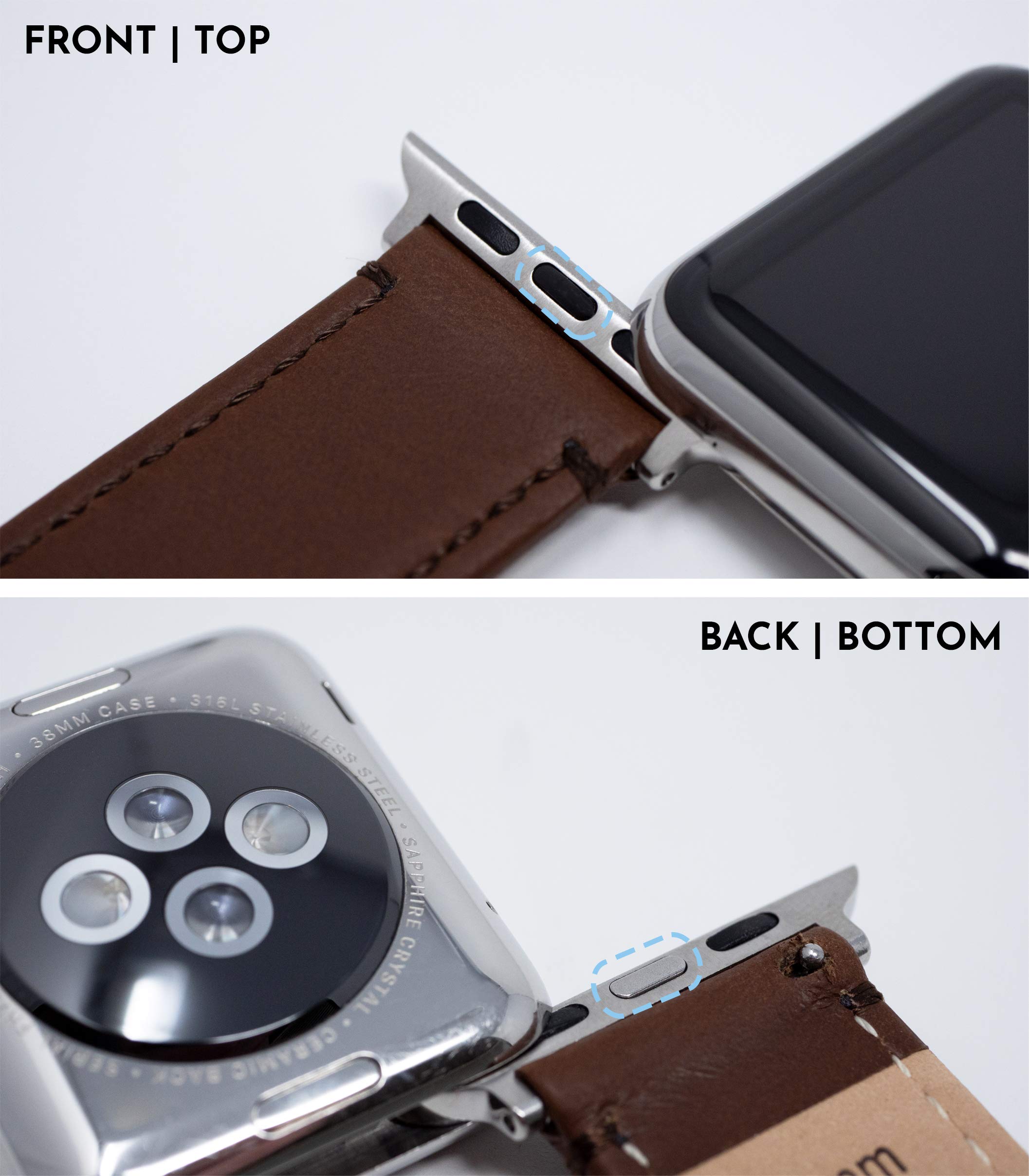 Foto 7 | Correa De Reloj Barton De Piel Negra De Grano Superior Para Apple Watch - Venta Internacional.