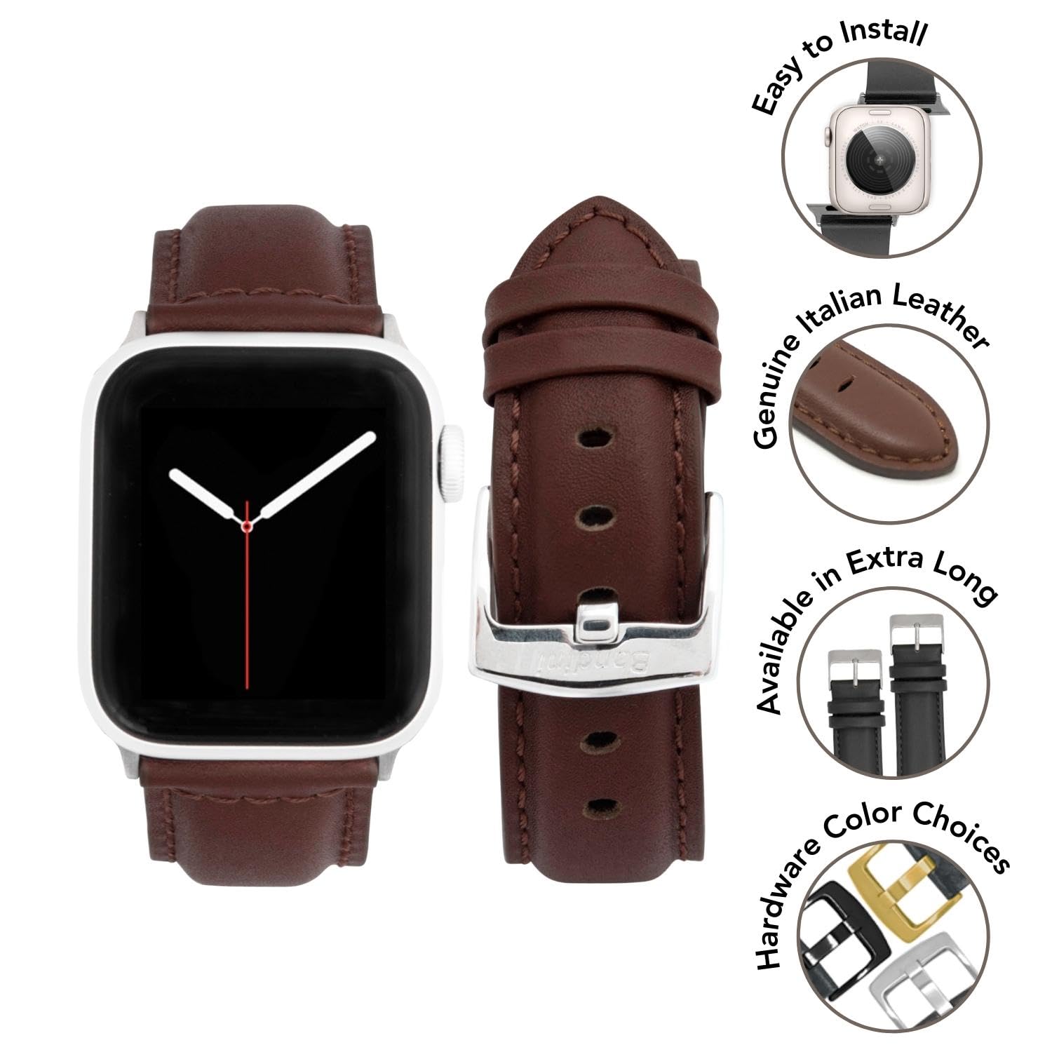 Foto 4 pulgar | Correa De Piel Clásica Bandini Para Apple Watch De 42 Mm - Venta Internacional.