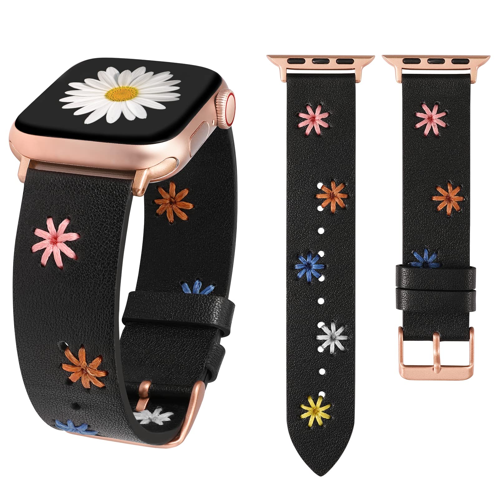 Foto 2 pulgar | Correa De Reloj Wearlizer Daisy Leather Para Mujer Apple 45/44/42/ - Venta Internacional.