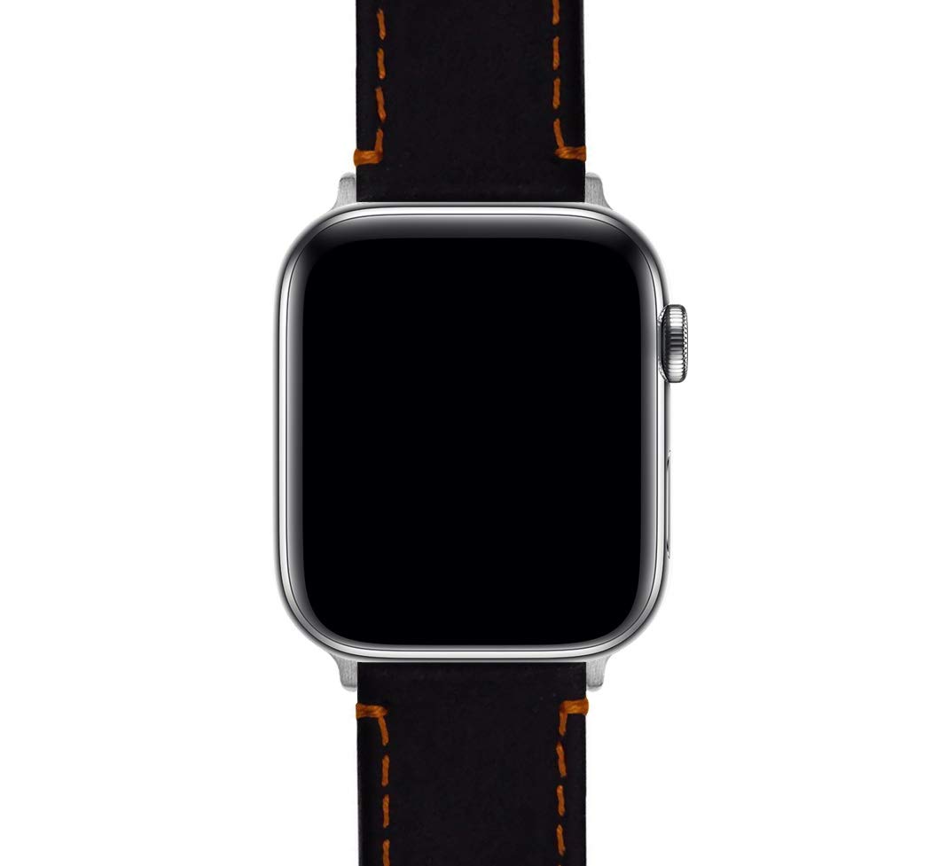 Foto 6 | Correa De Reloj Barton De Piel Negra Y Costuras Naranjas Apple - Venta Internacional.