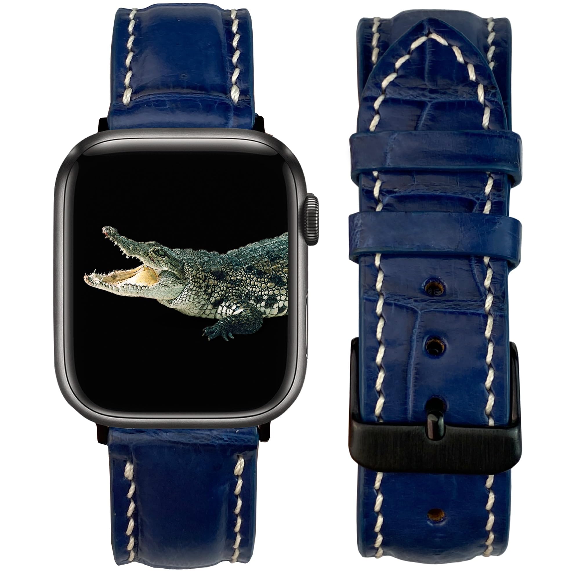 Correa De Reloj Vinacreations Alligator Apple, Azul Marino, 45 Mm - Venta Internacional.