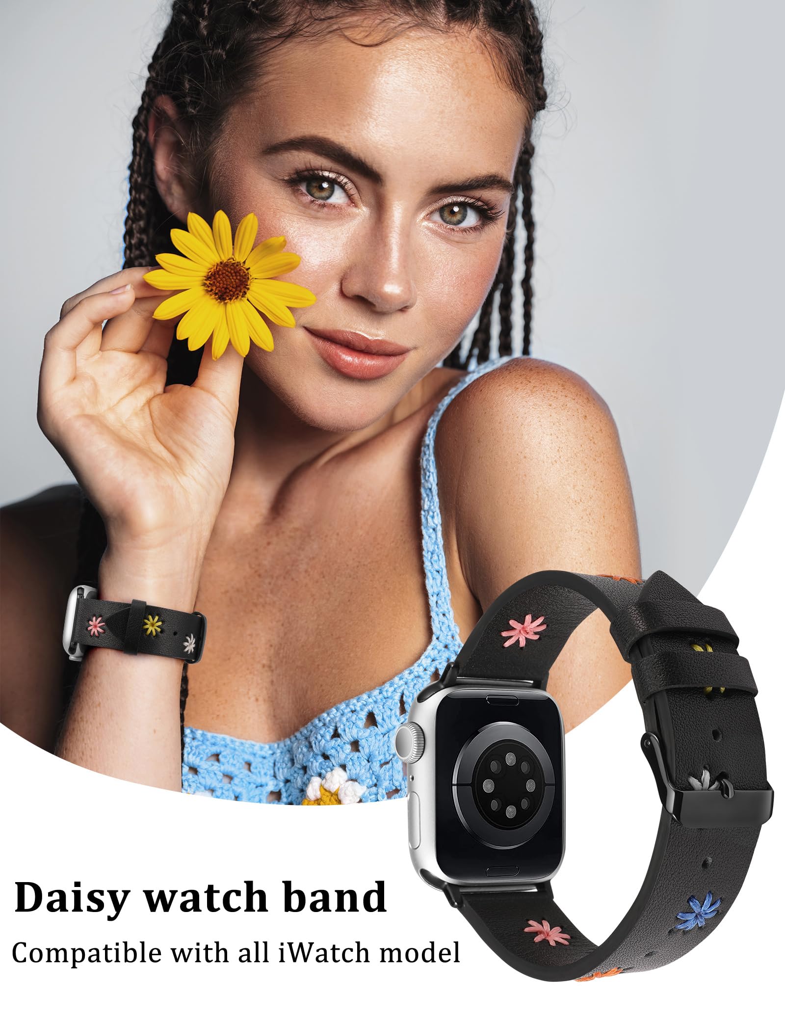 Foto 7 pulgar | Correa De Reloj Wearlizer Daisy Leather Para Mujer Apple De 41 A 49 Mm - Venta Internacional.