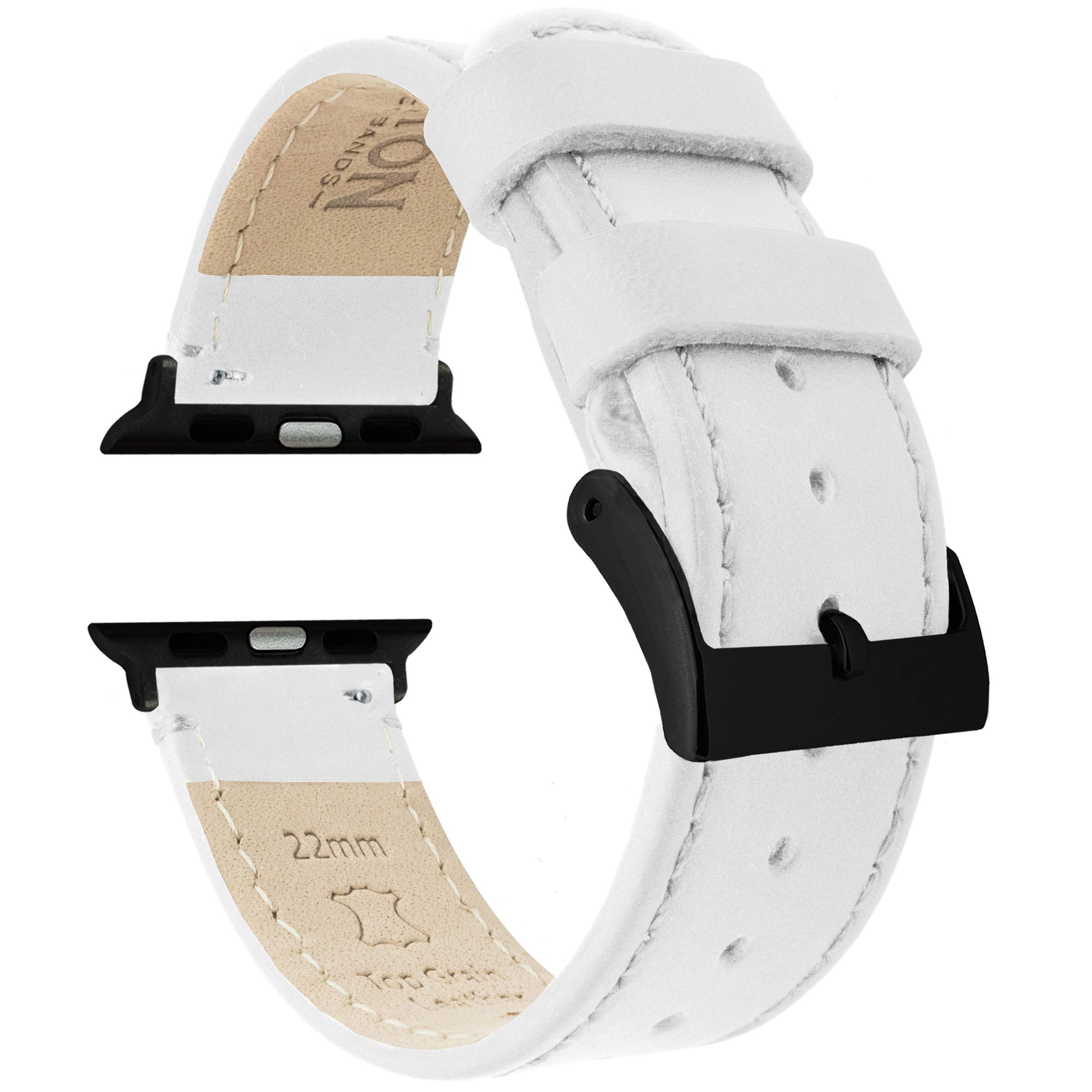 Foto 1 | Correa De Reloj Barton De Piel Blanca Con Herrajes Negros Para Apple Watch - Venta Internacional.