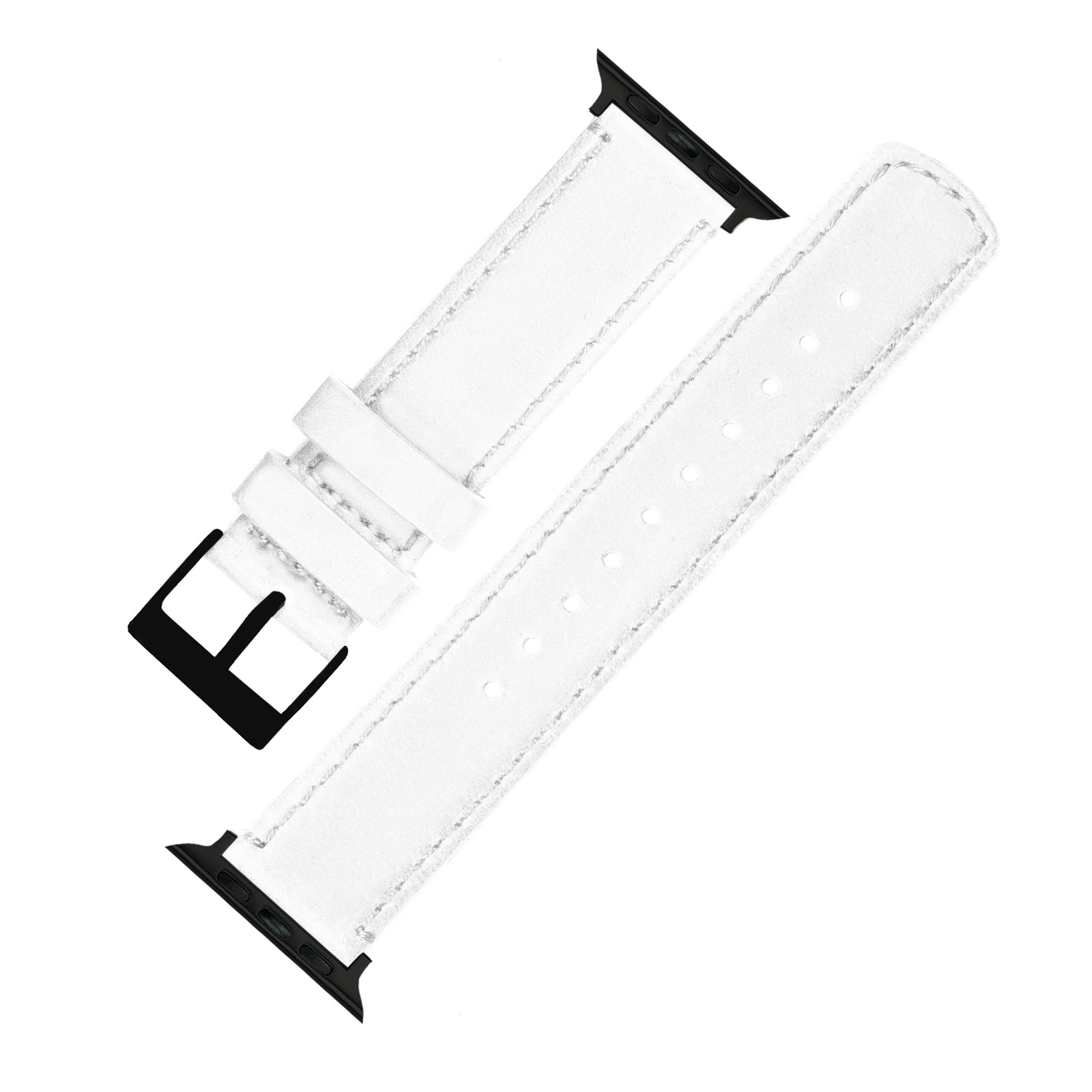 Foto 3 | Correa De Reloj Barton De Piel Blanca Con Herrajes Negros Para Apple Watch - Venta Internacional.