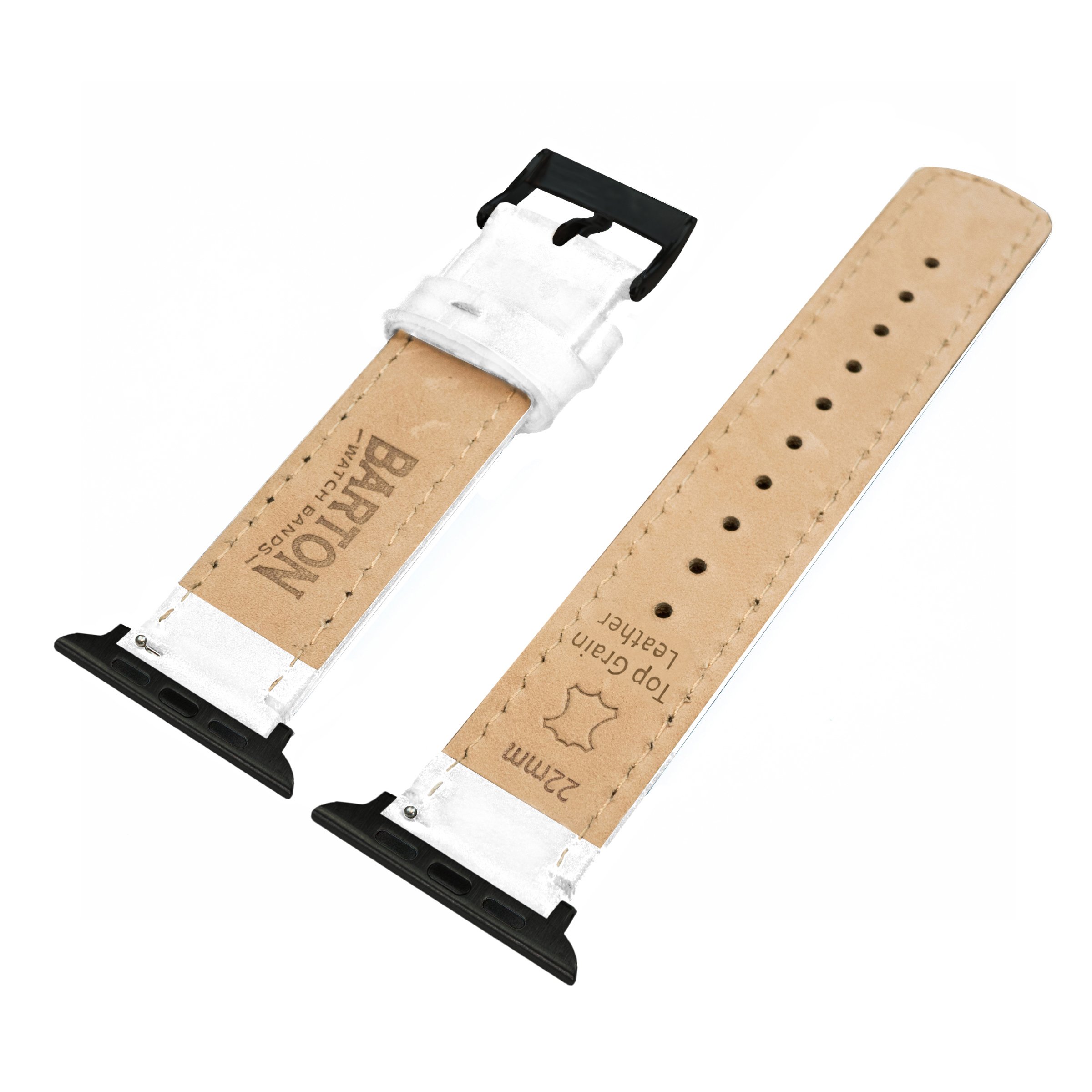 Foto 5 pulgar | Correa De Reloj Barton De Piel Blanca Con Herrajes Negros Para Apple Watch - Venta Internacional.