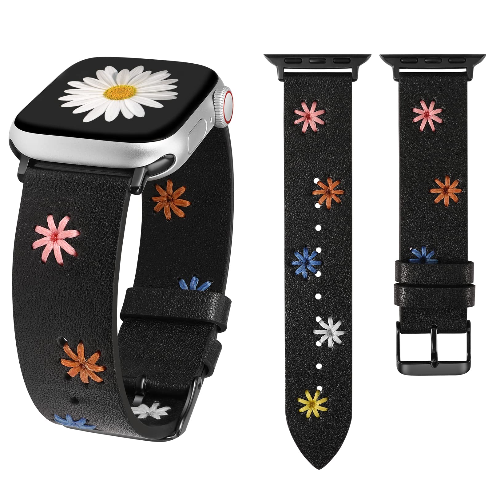 Correa De Reloj Wearlizer Daisy Leather Para Mujer Apple 41/40/38/ - Venta Internacional. $656