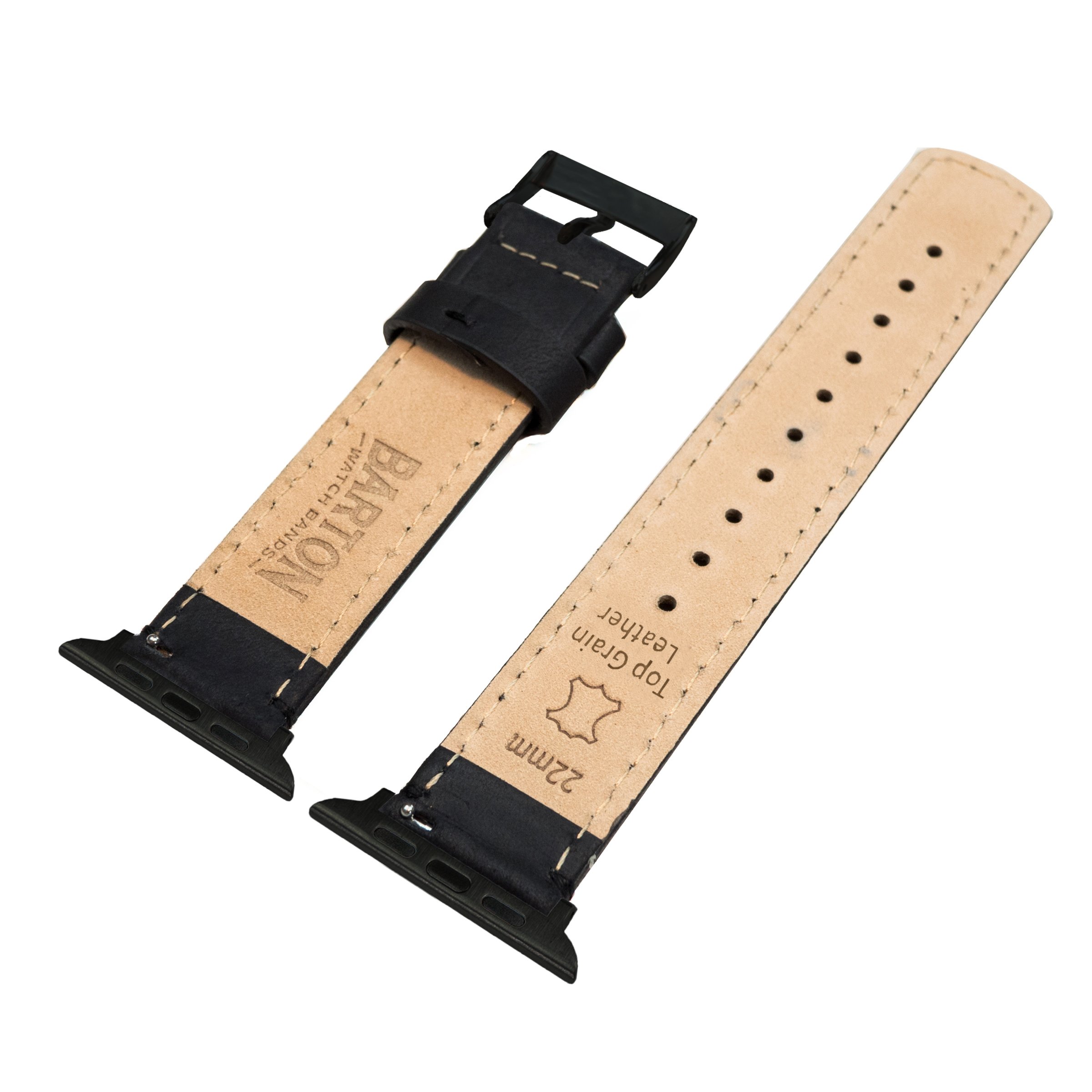 Foto 5 pulgar | Correa De Reloj Barton De Piel Negra De Grano Superior Para Apple Watch, 38-41 M - Venta Internacional.