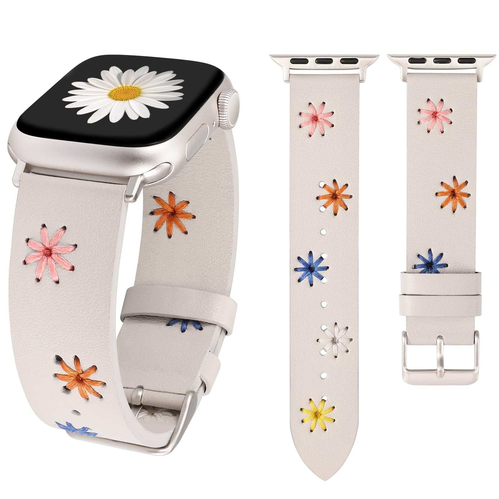 Correa De Reloj Wearlizer De Piel Floral Para Mujer Apple - Venta Internacional.