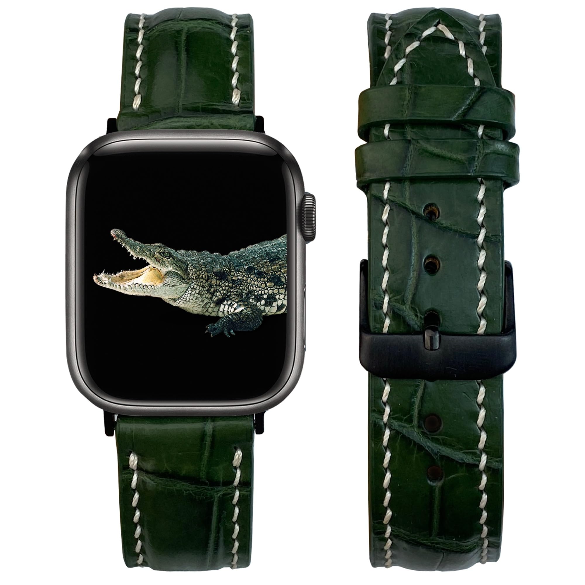 Correa De Reloj Vinacreations Green Alligator Para Apple Watch 41 - Venta Internacional. $942