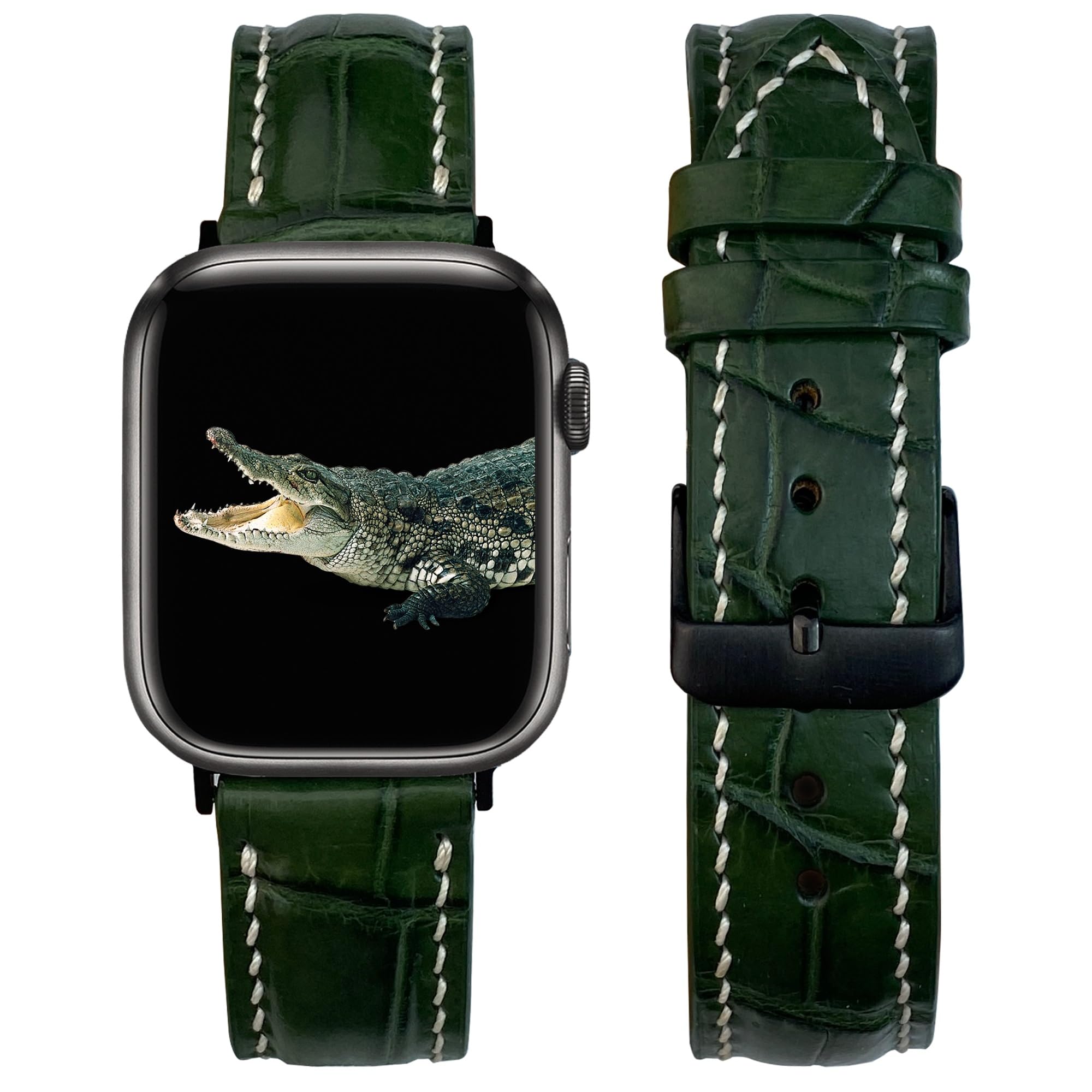 Foto 2 pulgar | Correa De Reloj Vinacreations Green Alligator Para Apple Watch 41 - Venta Internacional.