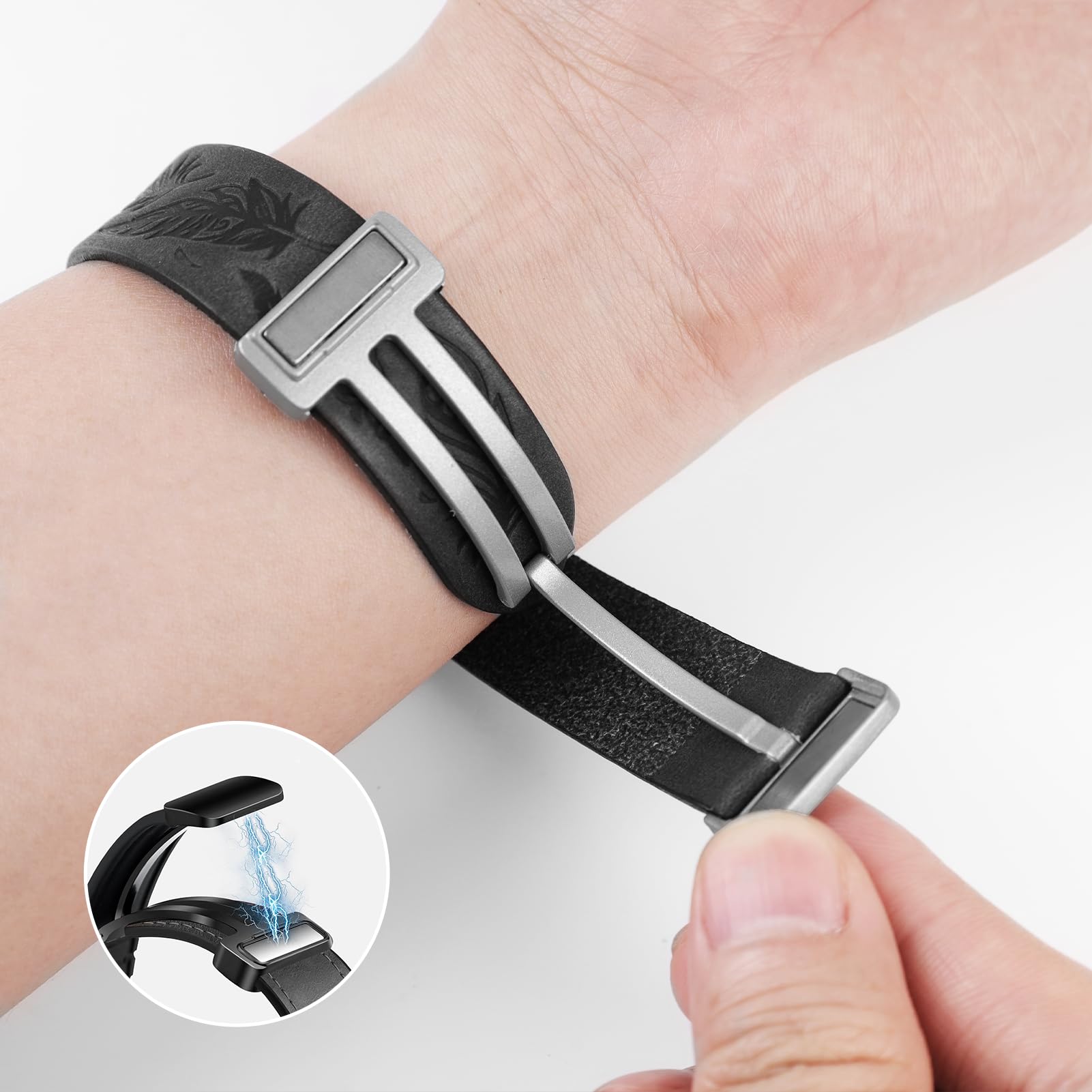 Foto 4 pulgar | Correa de Reloj Npet de Piel Auténtica con Plumas Grabadas en Estilo Western - Venta Internacional