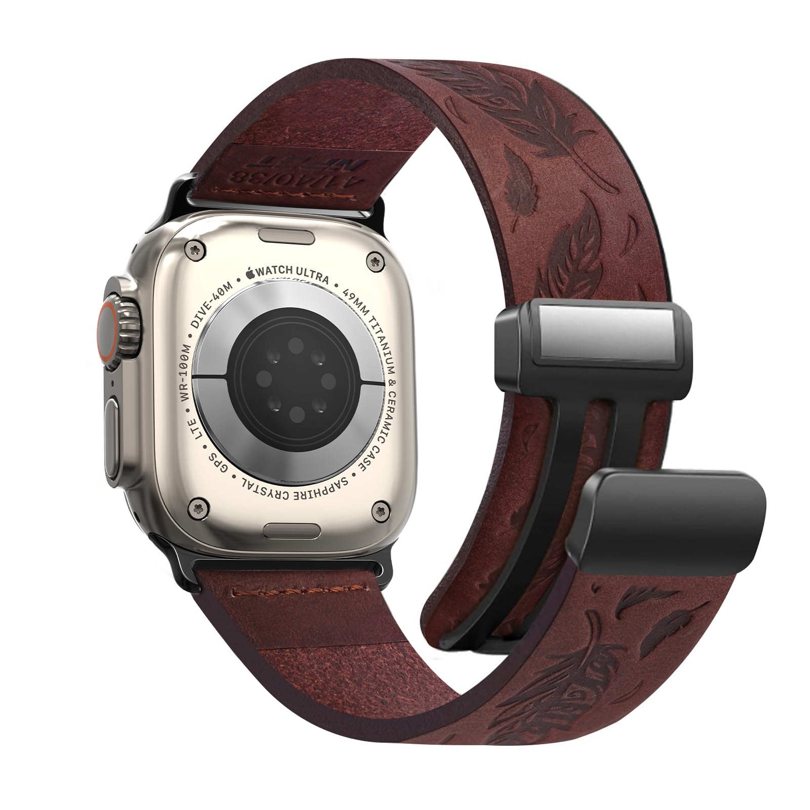 Foto 2 pulgar | Correa de Reloj Npet de Piel Auténtica con Plumas Grabadas en Estilo Western - Venta Internacional
