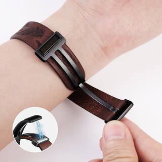 Foto 3 | Correa de Reloj de Piel Auténtica Npet con Estampado de Plumas Grabadas - Venta Internacional