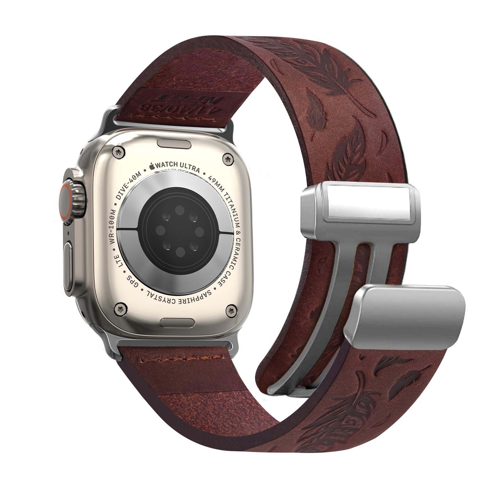 Foto 2 pulgar | Correa de Reloj De Piel Auténtica Npet Con Estampado De Plumas Grabadas - Venta Internacional