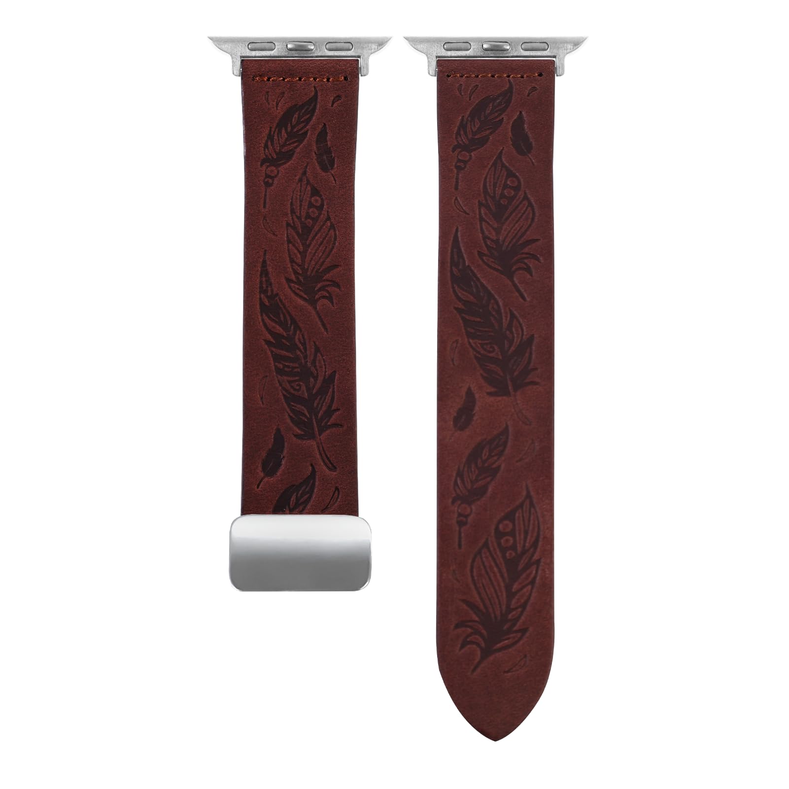 Foto 6 pulgar | Correa De Reloj Npet De Piel Auténtica Con Plumas Grabadas En Estilo Western - Venta Internacional